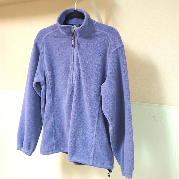 M 90'S VINTAGE LL BEAN 1/4 ZIP LAVENDER FLEECE PULLOVER W/ POCKETS &WAIST SINCH - Picture 3 of 9